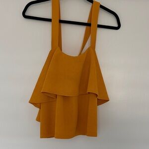 Madewell Mustard Ruffled Crop Top